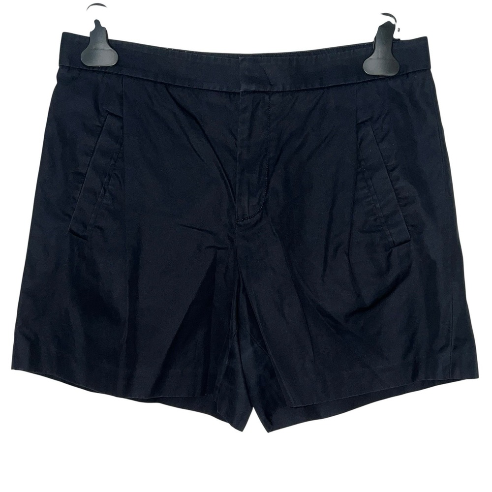 Vince Womens Chino Shorts Black Solid Pockets High Rise Stretch Zip Twill Size 8